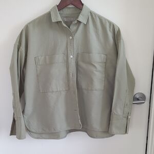 Everlane Women's Sage Button Down Shirt Boxy Cropped